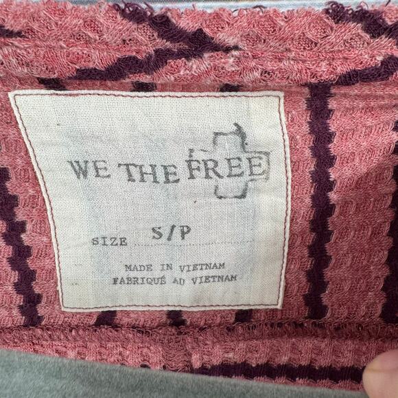 We the Free Knit Peplum Top Womens Small Pink Purple Striped Scoop Neck - Picture 8 of 12